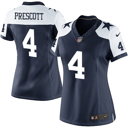 Women's Elite Dak Prescott Nike Jersey Navy Blue Alternate - #4 Throwback NFL Dallas Cowboys